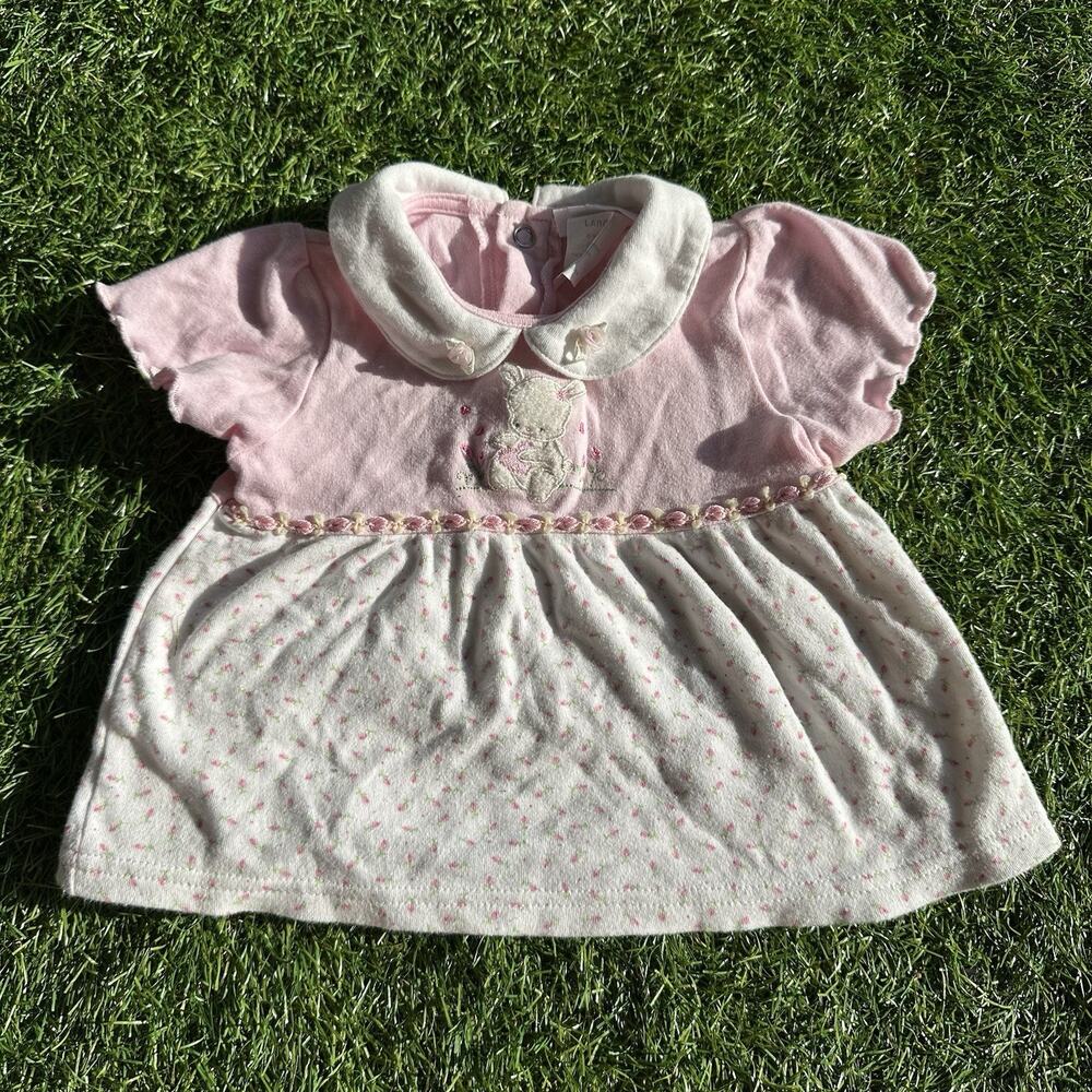 Rene Rofe‎ Baby Girls Bunny Shirt Size 6-9 Months Pink Embroidered Fuzzy Flowers